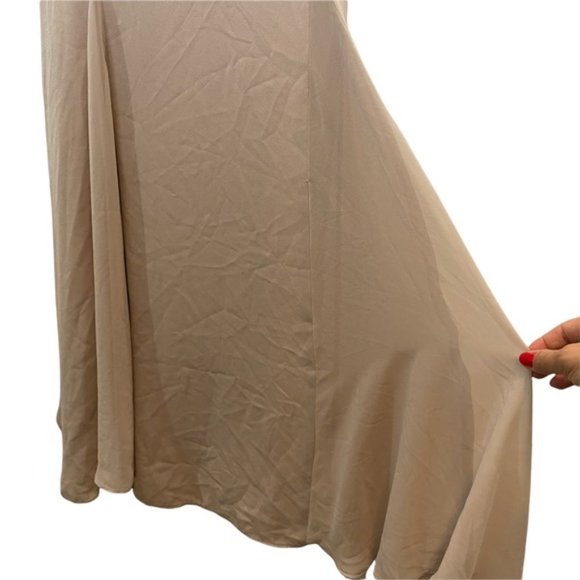 VERA WANG 'White' Bridesmaid Prom V-Wire Crepe Mermaid Dress Light Mauve Size 4 - Picture 5 of 14